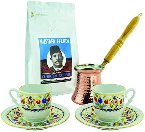 Turkish Coffee World Turkish Coffee Set for Two with Premium Coffee (8.8 oz/250 g)