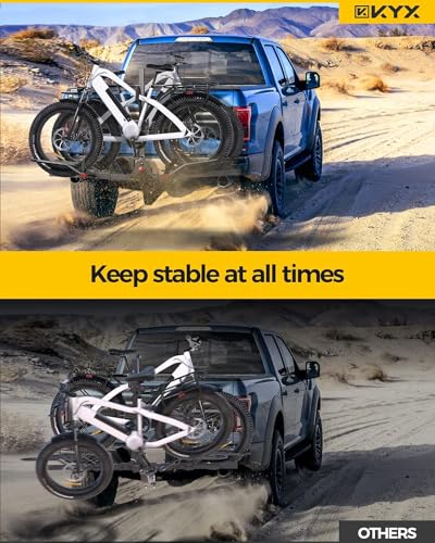 Image of KYX Bike Rack for Car Hitch Mount for 2 Bikes Up to 160LBS Load, E-Bike Platform Rack Quick Tilt Release, Foldable, Anti-Wobble and Double Lock System Bicycle Car Rack for 2'' Receiver, SUV, RV