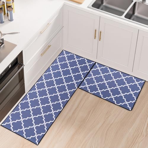 Fecialy Juego de alfombras de Cocina, 2 Piezas Antideslizantes Alfombrillas de Cocina y Alfombrillas de Corredor de Silicona Engrosada Respaldo absorbible Lavable alfombras de Piso,40x60cm+40x120cm