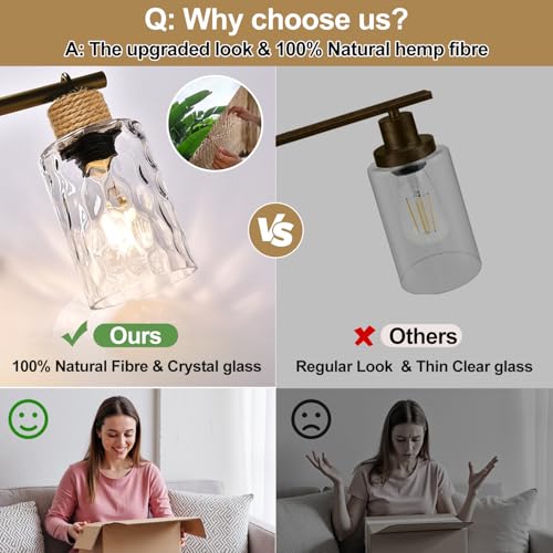 Image of MOKATNG Bathroom Light Fixtures, 5-Light Coastal Vanity Lights with Crystal Glass Shade, Oil-Rubbed Bronze Bathroom Wall Lamp for Mirror Kitchen Hallway Cabinet