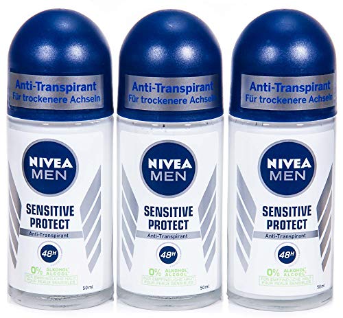 Nivea Men Sensitive Protect Deo Roll-on, Antitranspirant, 3er Pack (3 x 50 ml)