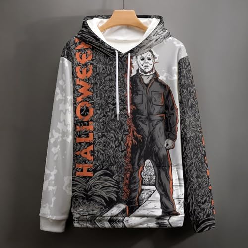 ZHANGXM Athletic All-Print Pullover Halloween Michael Myers 3D Printing Hoodie Sweatshirts Adult Men Casual Streetwear3