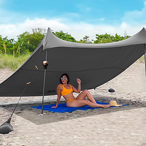Red Suricata Family Beach Tent & Beach Canopy & 2 Beverage Holders Bundle - Upf50 Uv Sun Shade Shelter (Medium, Grey) #TOP11