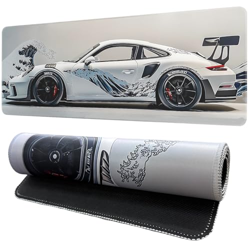 FreeNook White Ukiyo-e Style Sports Car Anime Mouse Pad...