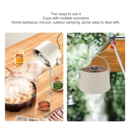 Portable Range Hood White Detachable Strong Adsorption 3 Adjustable Speed Desktop Range Hood for Hot Pot Outdoor Camping Picnic ABS Material 18 X 40Cm