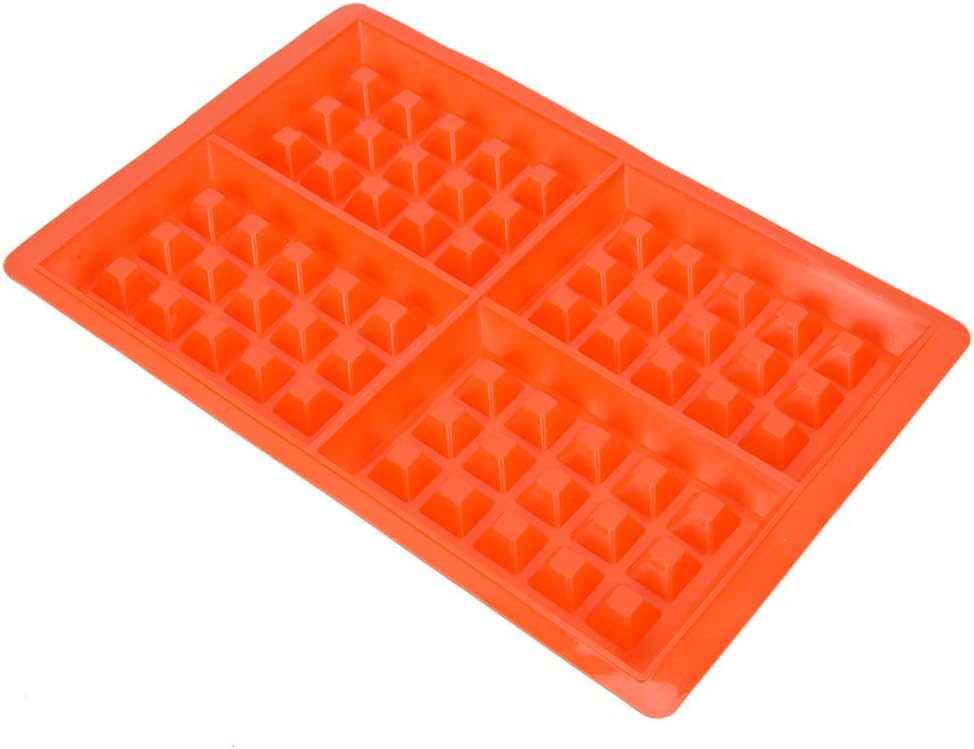 Silicone Waffles Mold 5-Cavity Breakfast Baking Mould for Baking Lovers Red Round 7.28 X 0.59inch (4 squares)
