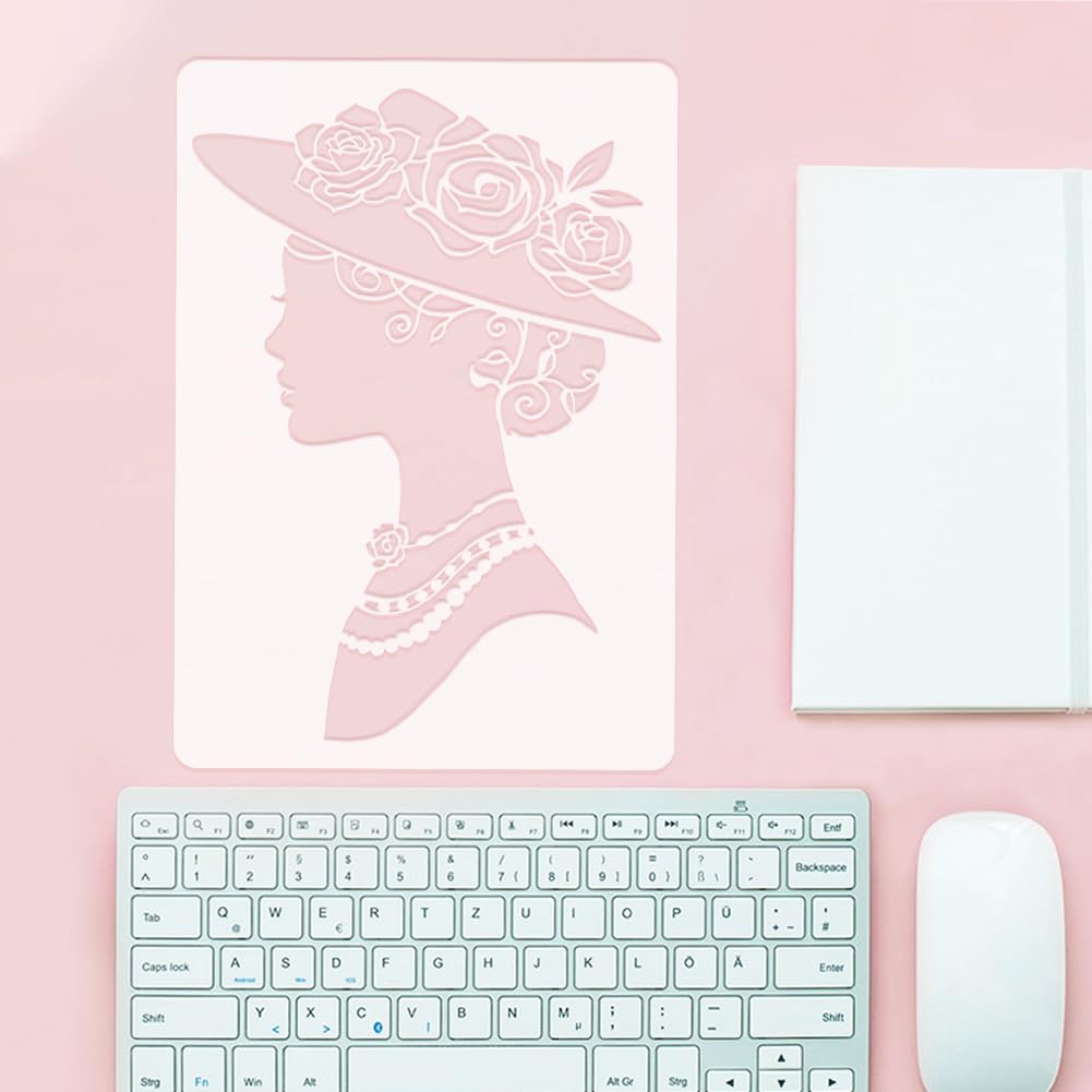 FINGERINSPIRE 6er Set Frauenschablonen A4 - Wiederverwendbare Silhouette Vorlagen