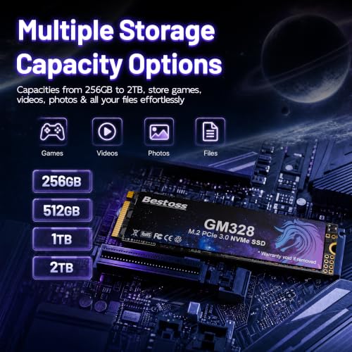 Image of Bestoss 256GB NVMe M.2 SSD PCIe3.0 M.2 2280 SSD,Internal SSD,Up to 3500MB /s