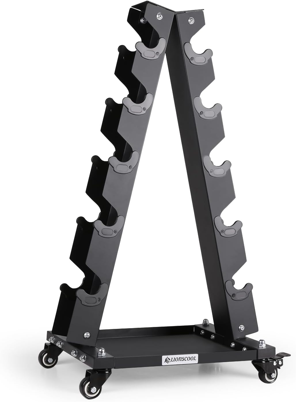 LIONSCOOL Premium Solid Steel Dumbbell Rack Stand Only, A-Frame Portable Weight Storage Organizer with Optional Tray and Wheels, Perfect for Home Gym Fitness Storage (200LBS/300LBS/700LBS Weight Capacity Available)