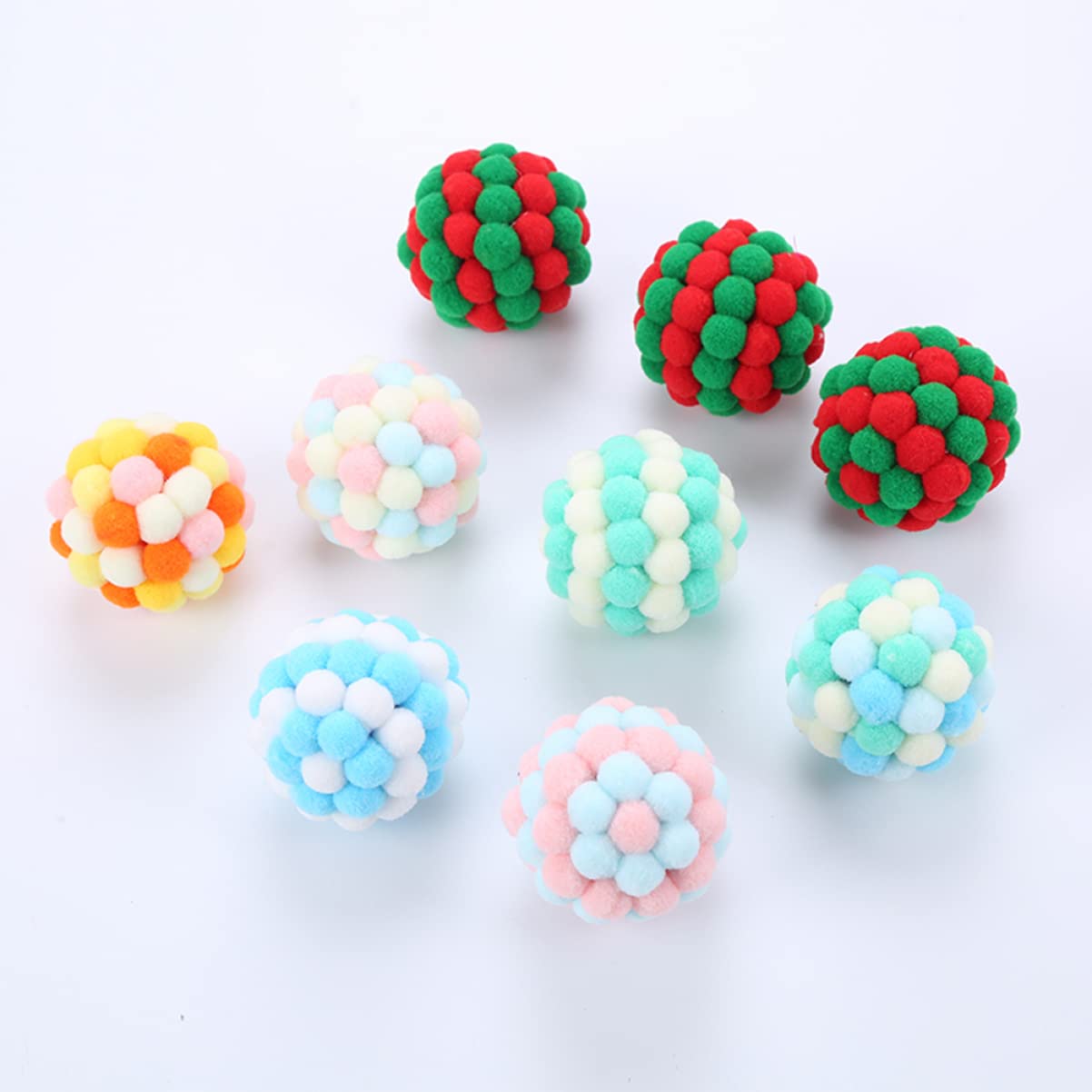 GALPADA 5pcs Colorful Cat Plush Rattle Ball Engaging Scratching Play for Cats Reduces Separation Present for Random Color