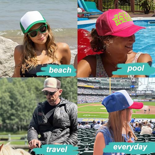 Image of Funky Junque Foam Trucker Hat, Trucker Hats for Women & Men - Blank Adjustable Snapback Mesh Back Baseball Cap