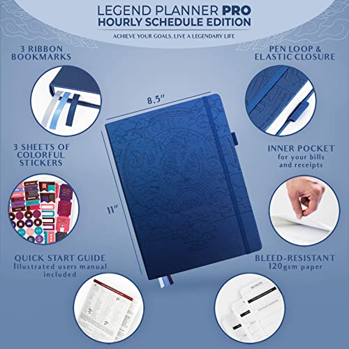 Image of Legend Planner PRO Hourly Schedule - Weekly & Daily Organizer with Time Slots. Appointment Book Journal for Work & Personal, A4 (Mystic Blue)