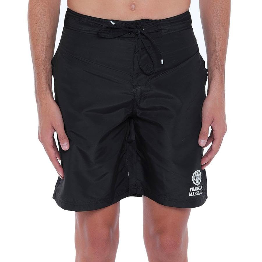 新品 FRANKLIN & MARSHALL 水着 S 黒 サーフパンツ フランクリン＆マーシャル] 水着 Sサイズ 黒 ロゴ サーフパンツ