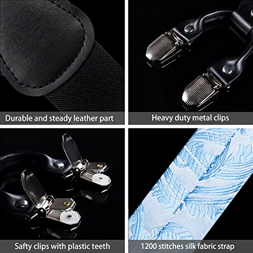 Image of DiBanGu Paisley Bow Tie and Supenders for Men Tuxedo Heavy Duty 6 Clips Suspender Adjustable Y-Shape Mens Trouser Braces