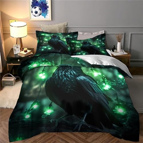 Housse de couette corbeau mystique lit simple en microfibre gothique - 6