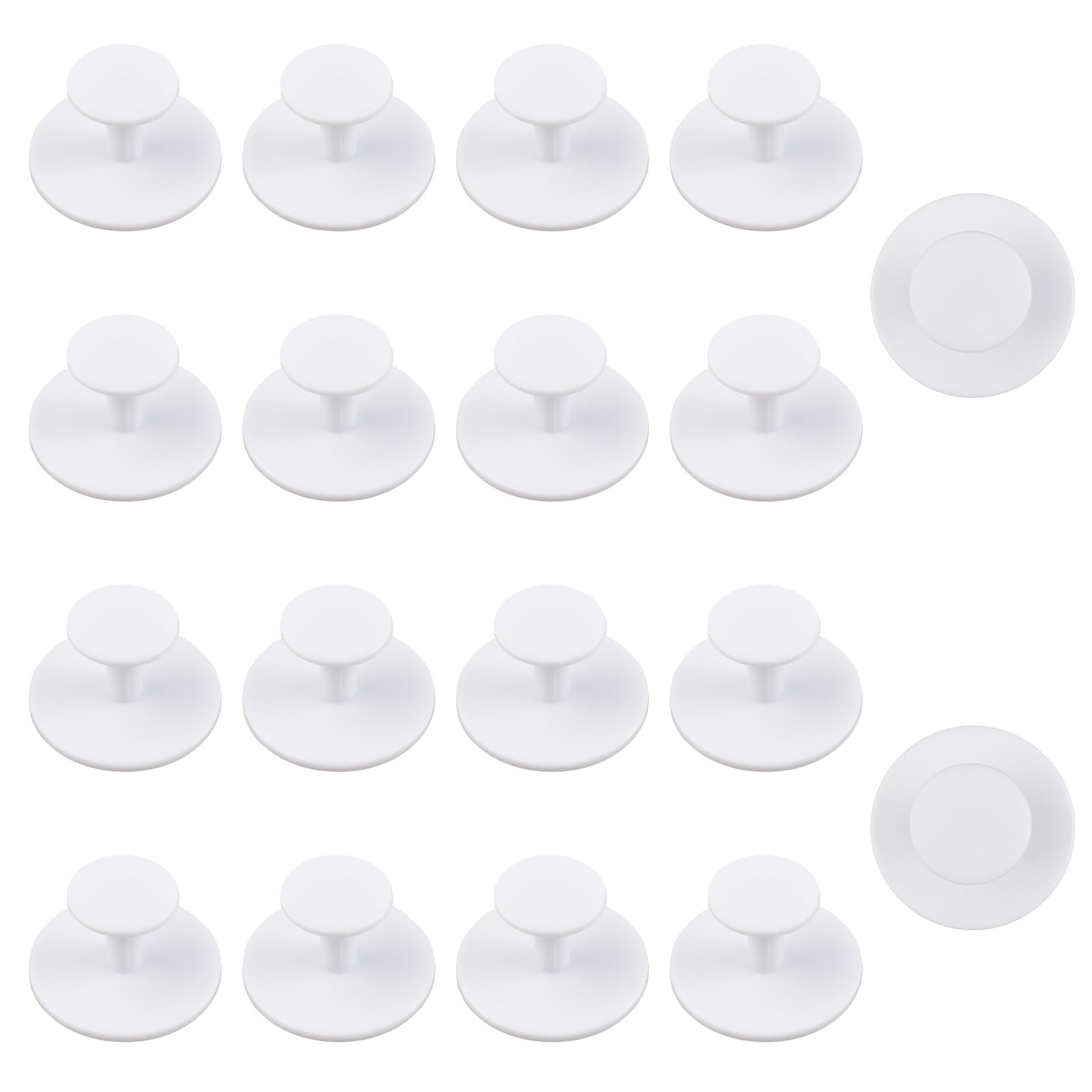 Morobor White-Height 20Mm Self-Stick Drawer Knobs Pull Handle, 20Pcs Plastic Handles Cabinet Knobs Auxiliary Pulls For Wardrobes, Cabinets, Drawers (White)