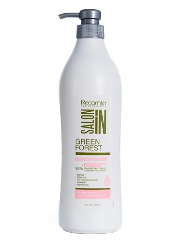 Salon In Recamier Green Forest - Acondicionador profundo con aceite de argán y jojoba para cabello seco y dañado, tratamiento hidratante para el