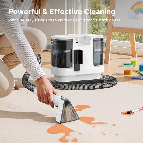 Image of Couch Cleaner Machine -600W Motor 20Kpa Suction Upholstery Cleaner Machine, Portable Carpet Cleaner with Self-Cleaning for Pet Stain, Couch, Car, Stair, and Area Rug (White)