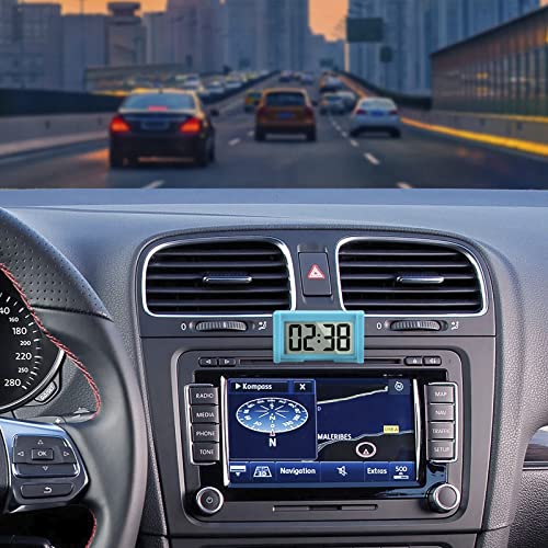 Image of YOUNGFLY 6PCS Small Digital Clock, Vehicle Adhesive Clock with Jumbo LCD Time & Day Display, Mini Car Dashboard Clock Battery Operated for Desktop Car Truck Dashboard & Air Vent