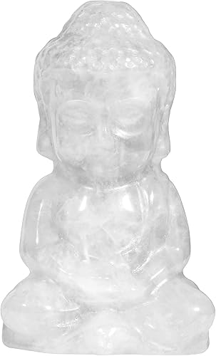Vista 22 de Nupuyai Estatua de Buda tallada a mano con piedra de cristal para oficina en casa, escultura de piedra de aventurina verde curativa de Reiki de 1.9