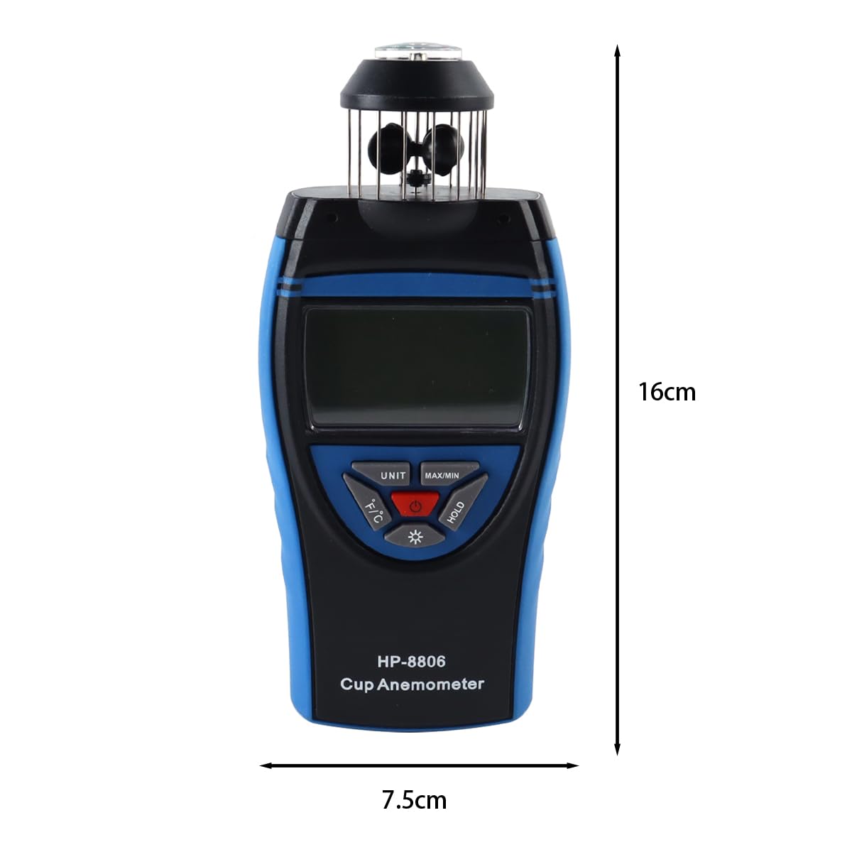 Qury Anemometro portatile ad alta precisione, misuratore di velocità del vento, 0,7-42 m/S, per HVAC con display LCD a bussola