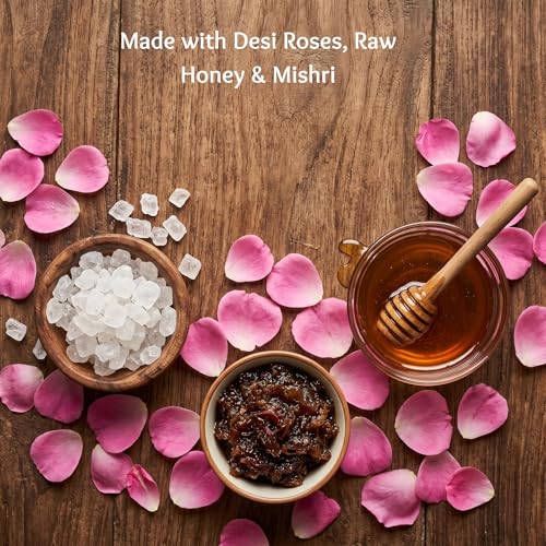 Image of The Natures Way | Honey Rose Gulkand 250g | Sun-Cooked Damask Rose Petal Preserve with Raw Honey & Mishri | No Added Refined Sugar