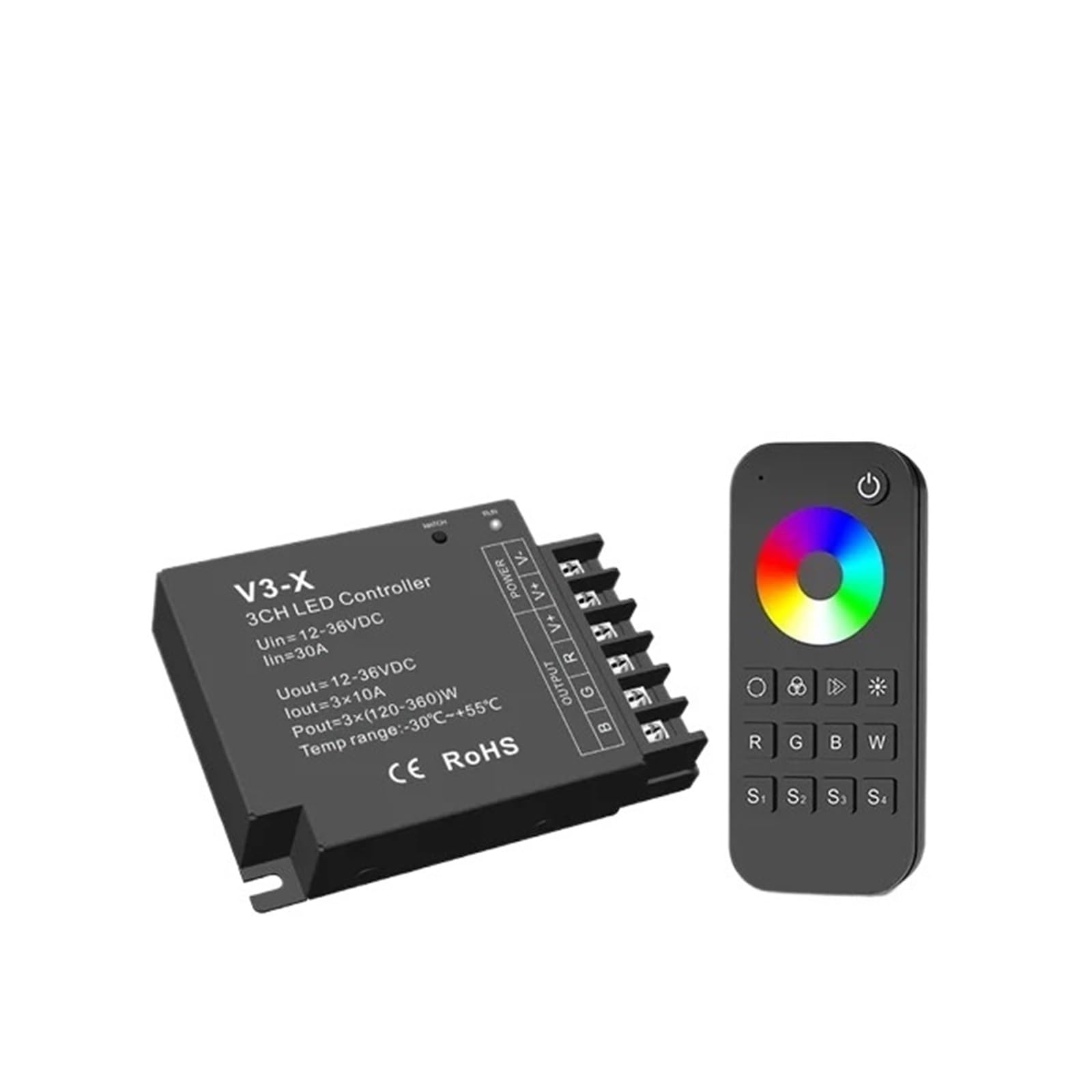 Télécommande monochrome CCT et contrôleur LED RGB V3-X 12-36V DC pour ruban lumineux