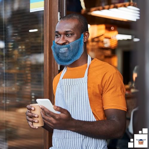 Ezgoodz BBC100 Blue Disposable Beard Nets For Work, 18 Inch. Pack Of 100 Polypropylene Disposable Beard Covers thumb #6