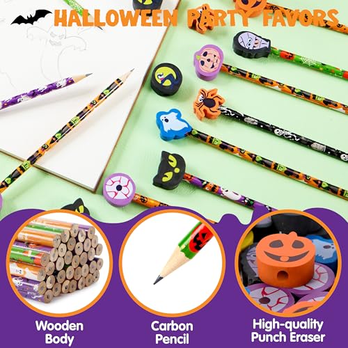 JOYIN 108PCS Halloween Lápices de Grafito HB con Borradores miniatura 3