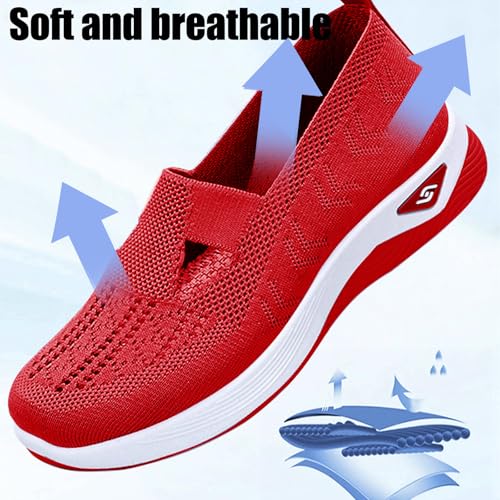 Thatrich Womens Orthopedic Sneakers Slip on Walking Shoes Breathable Soft Woven Shoe Non-Slip Mesh Up Footwear Lightweight Comfortable Arch Support Sneaker2