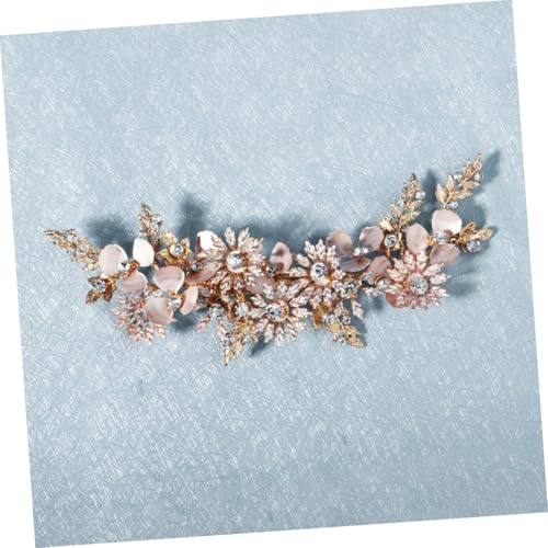 Horquilla de boda elegante y pinza lateral de flores doradas retro 3