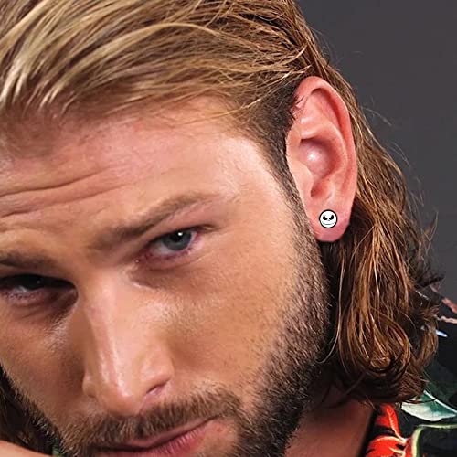 Halloween Earrings Studs, Surgical Steel Anime Earrings for Women Men,Earrings with Flat Back Screw Fit, Fake Gauge Fake Plug 6Pairs4