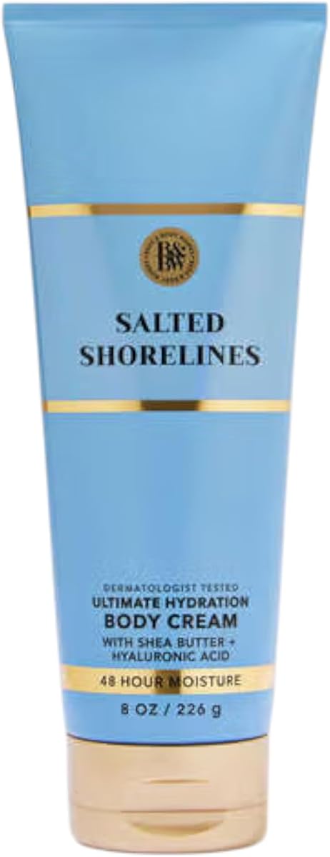 Bath & Body Works Salted Shorelines Ultimate Hydration Body Cream Set de regalo para mujeres, 8 onzas líquidas (Shorlines salados)
