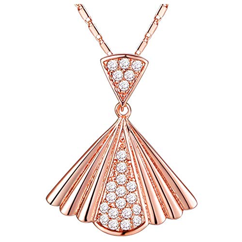Pendentif zircone en forme d'éventail plaqué or blanc le cadeau idéal pour femme