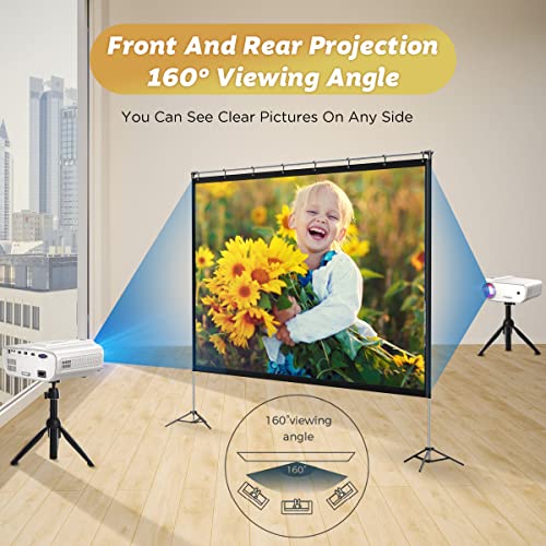 image for MOOKA FAMILY Projector Screen with Stand, 100 inch Outdoor Movie Scree