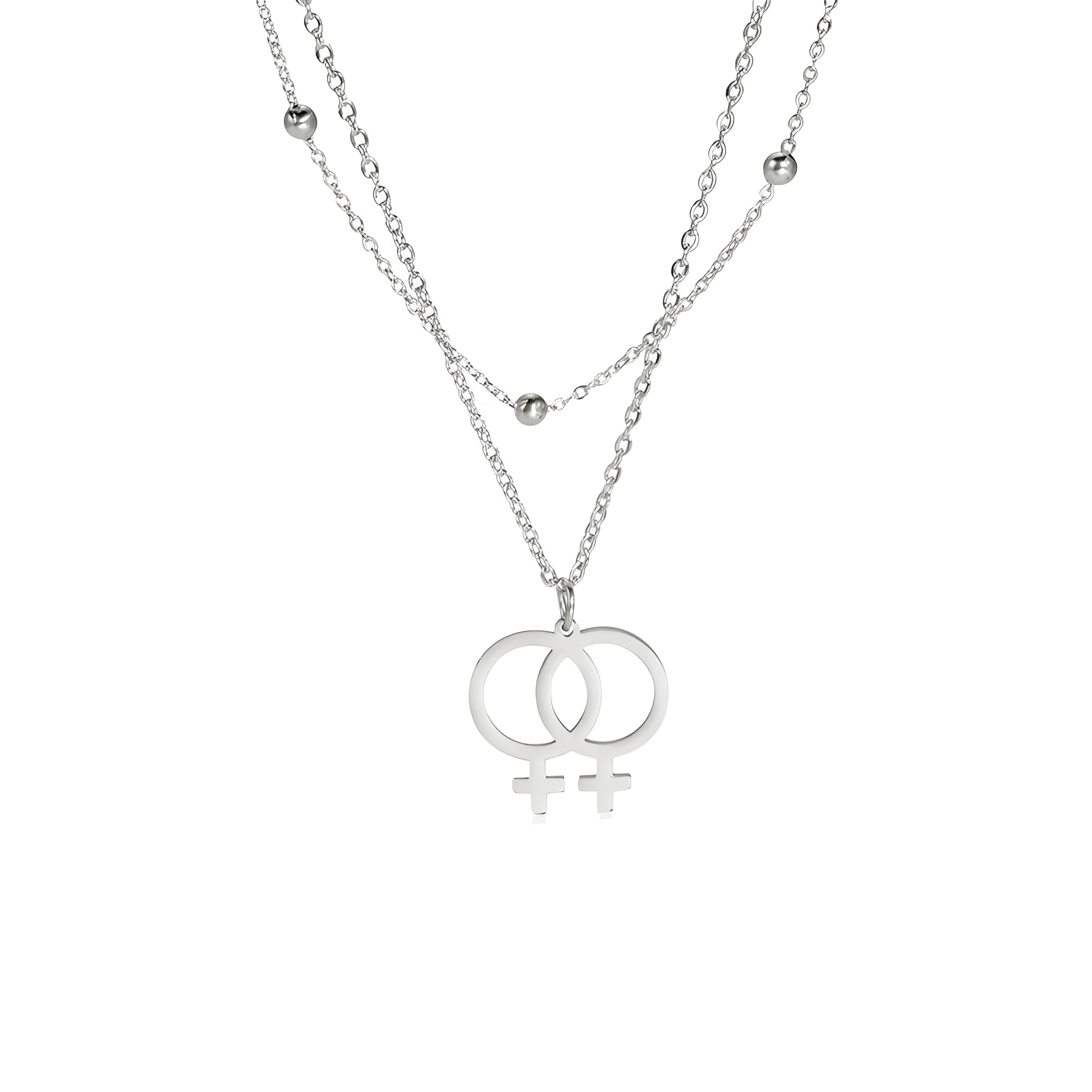 Feng Shui, Collar de Plata de Ley 925, Símbolo Gay Lésbico, Collares con Colgantes, Collar Bisexual, Collar Transgénero, Collar de Ella y Su Lesbiana, Collar Doble Venus, Collar