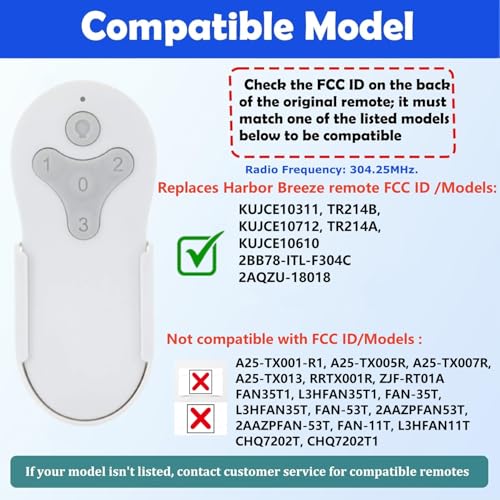 Image of Ceiling Fan Remote Control Compatible with Harbor Breeze Replacement Remote