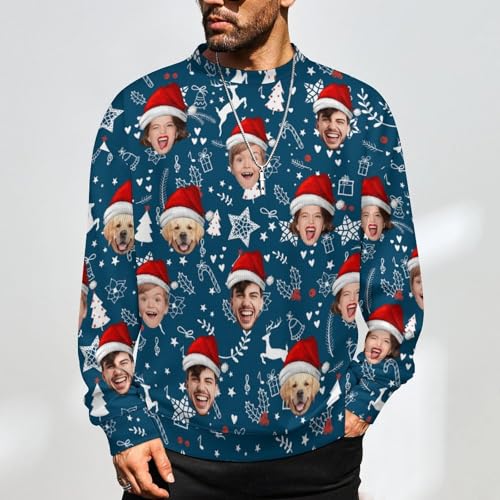 Custom Sweater for Men Personalized Face Ugly Christmas Funny Pullover Sweater Tops Casual Sweaters2