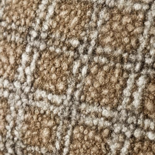 Image of Foindtower Pack of 2 Soft Faux Fur Boucle Throw Decorative Pillow Covers Fuzzy Accent Check Cushion Sherpa Boho Farmhouse Pillowcase for Couch Sofa Bed Living Room Home Decor 18x18 Inch,Light Brown
