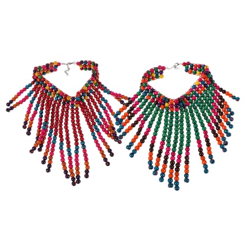 Collier africain perles bois au style confortable et léger pour femme active