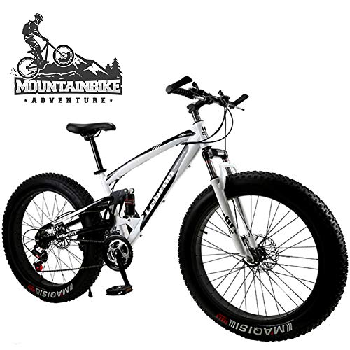 GSACLKES Bicicletas de Montaña, Bicicleta de Montaña de Doblepensión con Frenos de Disco Mecánicos, Bicicletas de Sendero de Montaña de Neumáticos Grasos para Adultos Hombres Mujeres, Bicicleta de Mon