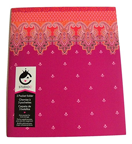 Studio C Carolina Pad Tri-fold 3-Pocket Folder, Taj Mahal (Violet, Pink and More)