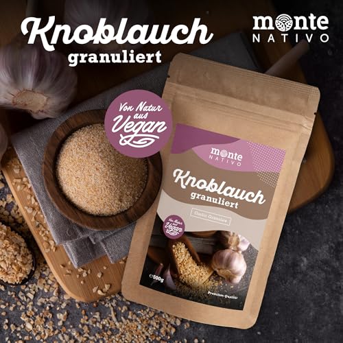 Knoblauch Granulat Monte Nativo (500g) - Aromatisches Knoblauchgranulat - Garlic Powder - Schonend getrocknete und aromatische Gewürze ideal zum Kochen und Würzen - Intesiver Geschmack