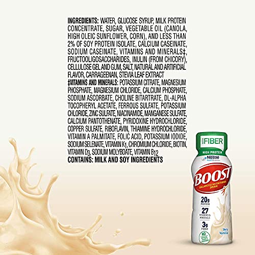 Boost High Protein With Fiber Complete Nutritional Drink, 8 Fl Oz Bottles, 24 Rich Chocolate + 24 Very Vanilla (Pack Of 48) #TOP4