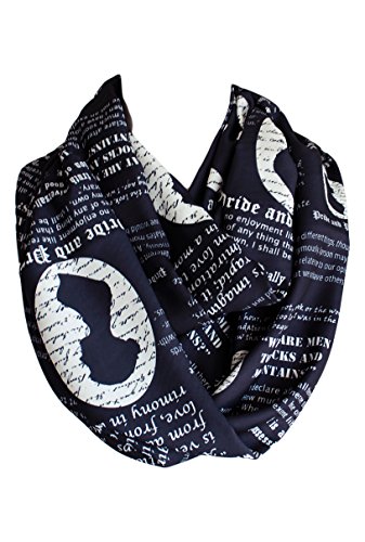 Etwoa Jane Austen Pride and Prejudice Book Quotes Black Infinity Scarf Circle Scarf4