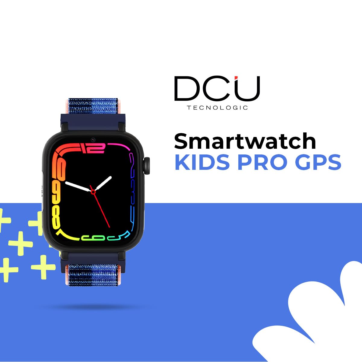 DCU TECNOLOGIC - Montre Connectée Enfant avec système Android - Whatsapp - Positionnement GPS - Appels vidéo - Bouton SOS - Contrôle Parental - Couleur: Bleu
