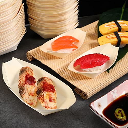 Platos de madera tipo barco sushi x100 miniatura 4