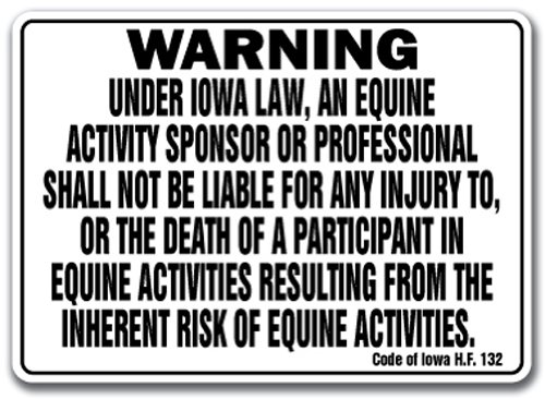 Iowa Equine Sign Activity Liability Warning Statute Horse Farm barn Stable