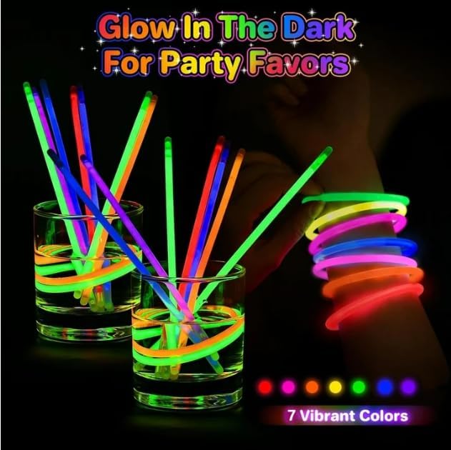 Ayieyill 100pcs Glow Sticks Bulk Party Pack 8" Halloween Glow Sticks for Glow in The Dark Party Supplies (200pcs)