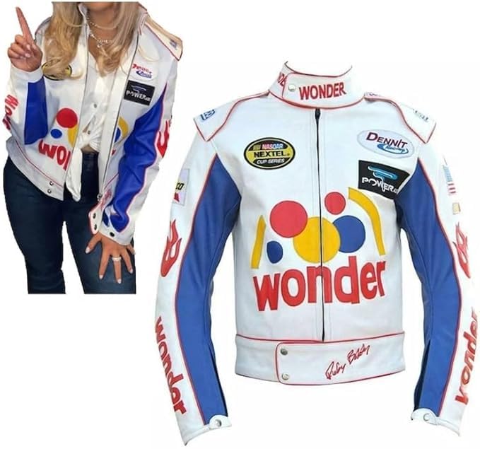 Men's Racing Jacket - Women's Wonder Bread Costume Jacket - Ricky Booby Wife Costume - Iconic Racing Motorcycle Jacket for Men and Women - Small